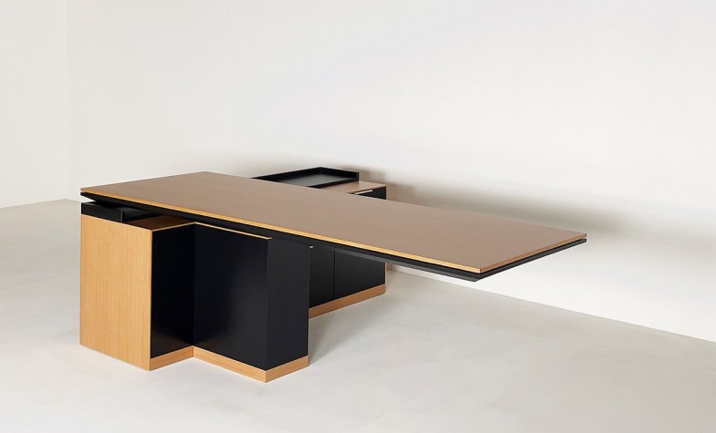 Envy Cantilever Desk<br /> Rift Oak + Black Paint