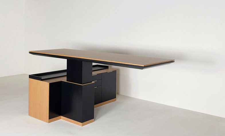 Envy Cantilever Desk<br /> Rift Oak + Black Paint